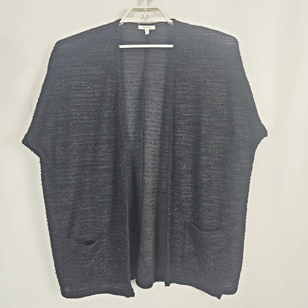 Maurices 2X Plus Size Black Metallic Sparkle Open Front Cardigan Sweater Pocket